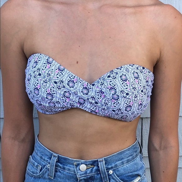 Strapless Bandeau with Printed Floral Pattern - Picture 1 of 3